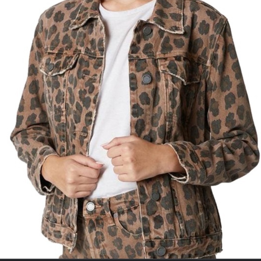BlankNYC Catwalk Leopard Denim Jacket